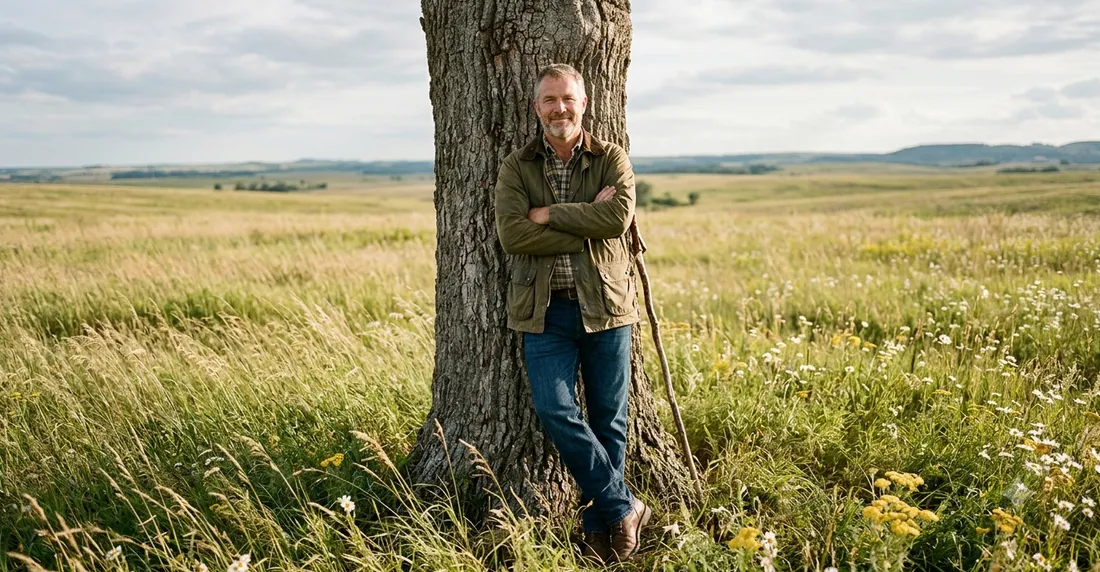 Un artiste raconte son lieu, dans un champ près d'un arbre